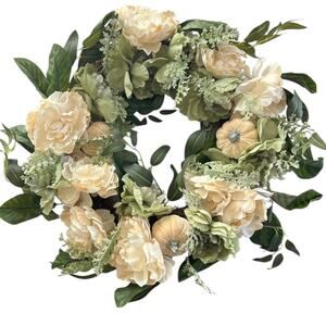 Fall Harvest Velvet Pumpkins Wreath 22"D